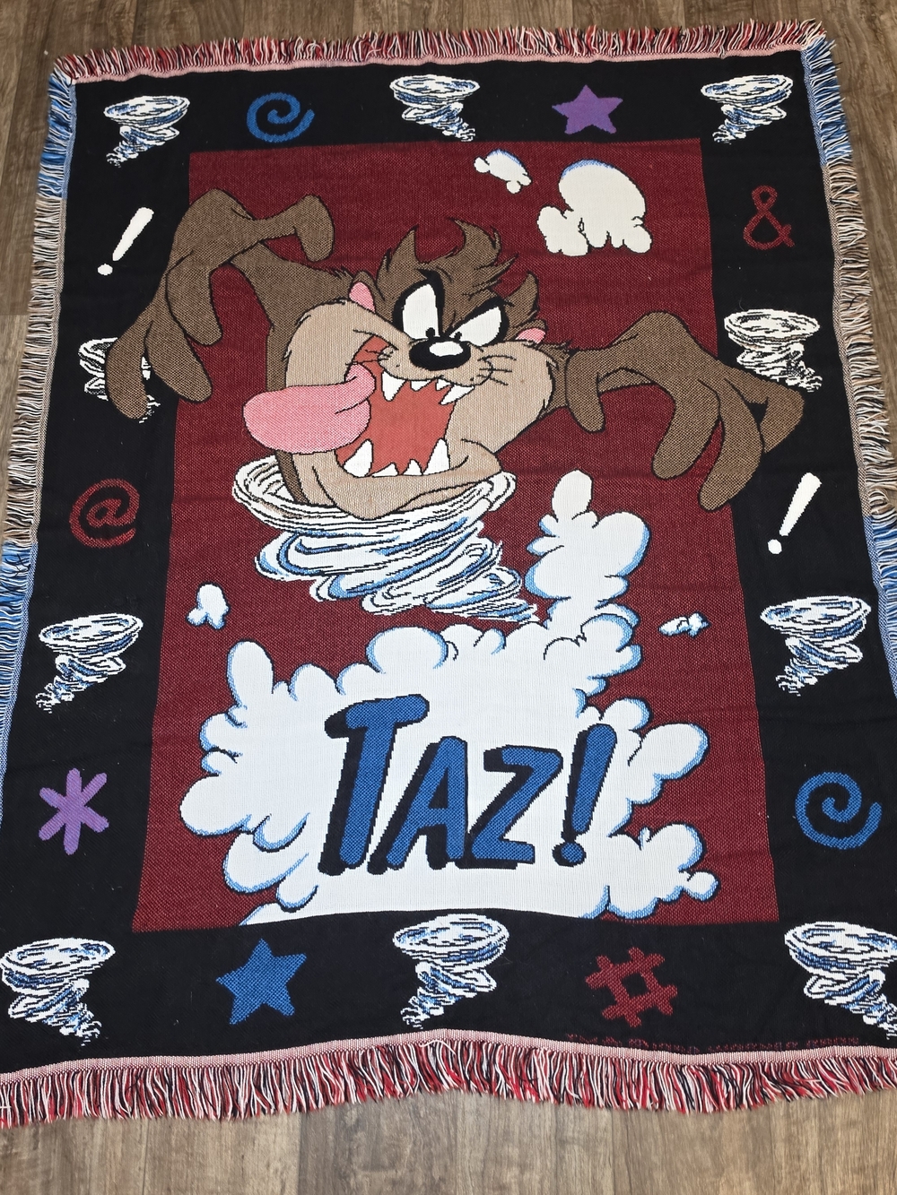 Vintage Warner Bros Looney Tunes Tasmanian Devil Throw Blanket